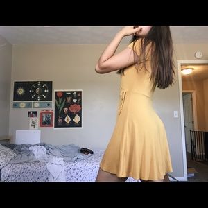 yellow wrap dress